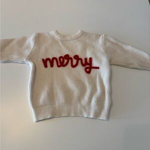 SHEIN Cream Knit Sweater with Red Text